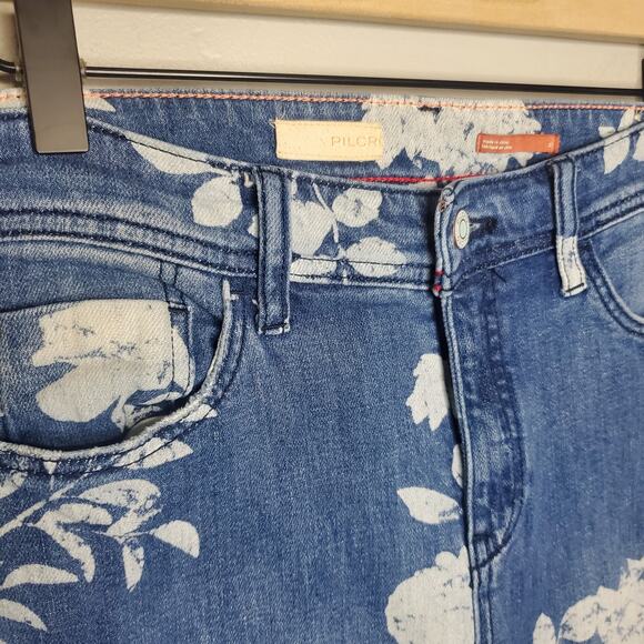 Pilcro Anthropologie Slim Boyfriend Crop Floral Motif Jeans Women's Size 27 - Picture 7 of 14